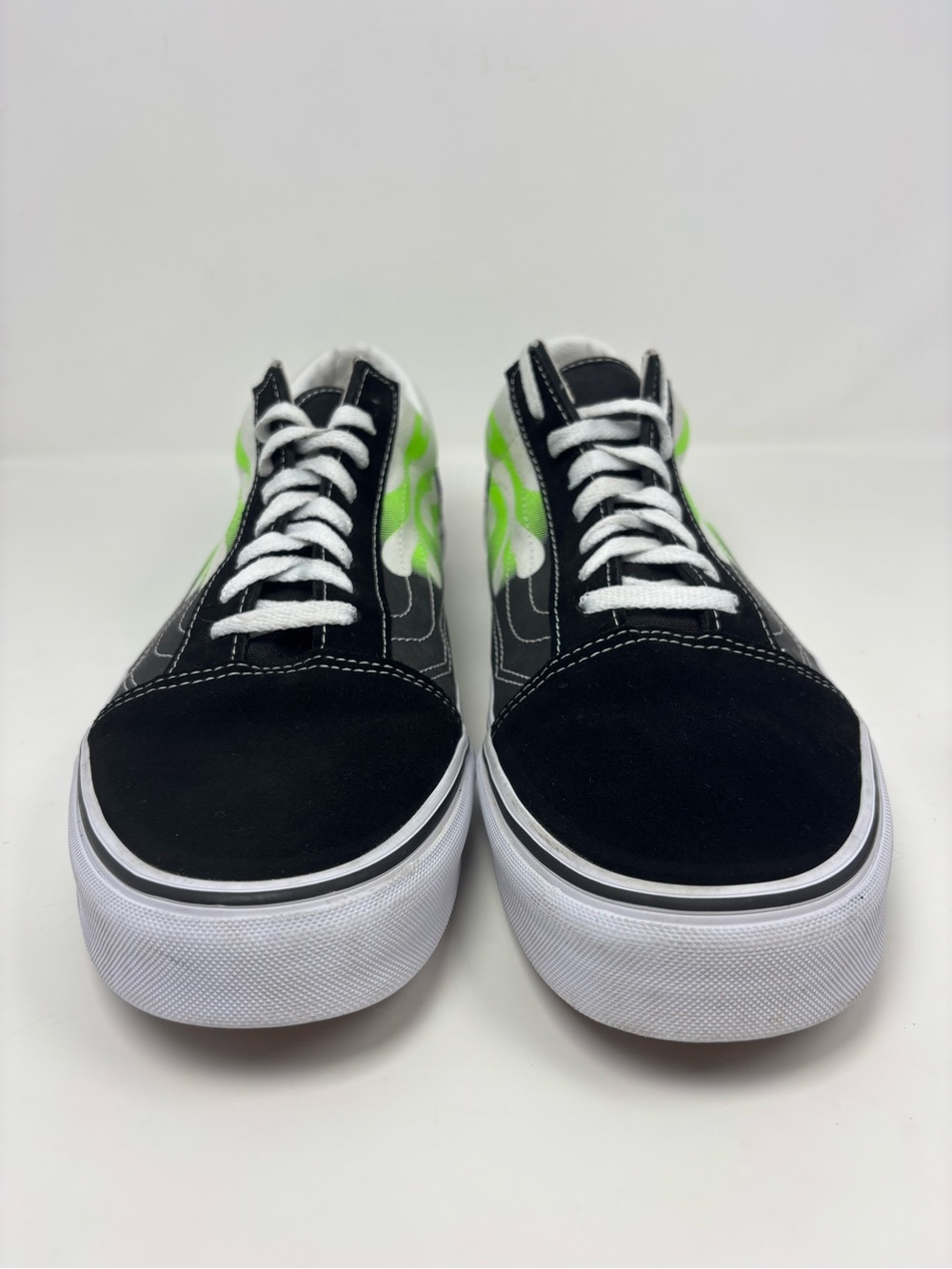 Vans Men’s Shoes Black & Neon Green Flame Old Skool Sneakers Size 13 - Picture 5 of 16